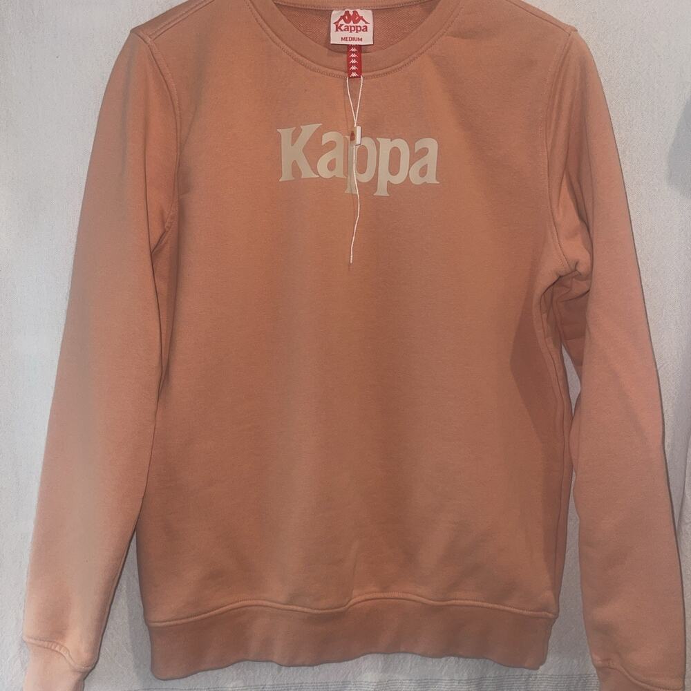 KAPPA Sweater Unisex Medium Salmon Pink Pullover Crewneck Long Sleeve Spell Out